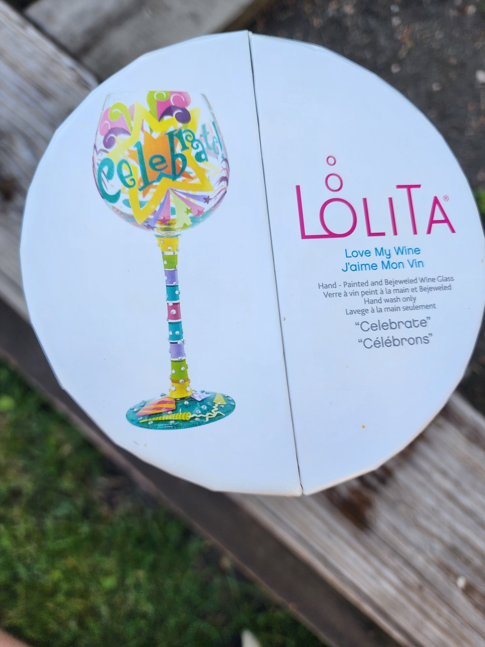 Lolita Multicolor Collectible 'Celebrate' Hand-Painted & Embellished Wine Glass - Picture 5 of 9